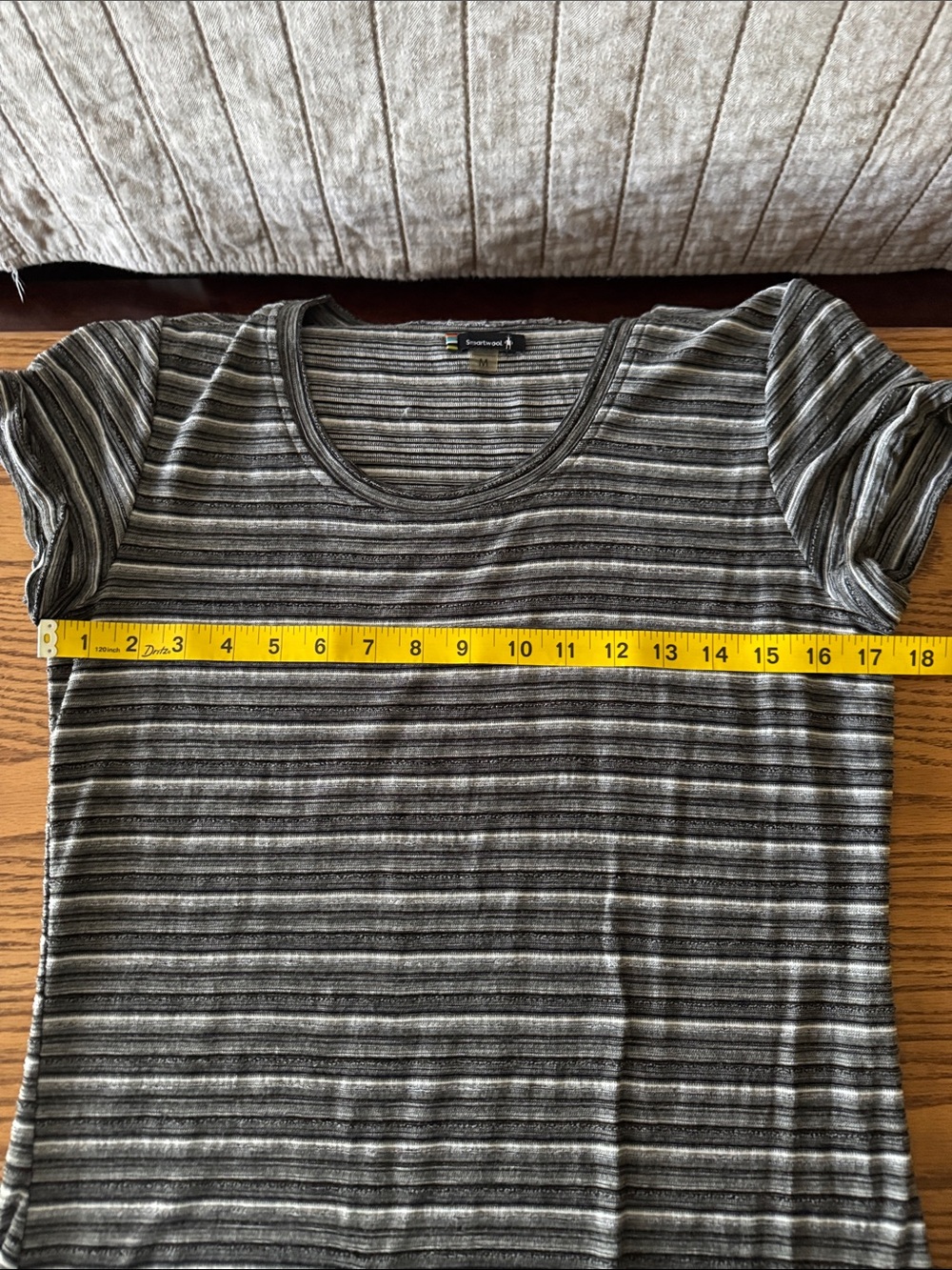 Smartwool Gray Striped Short-Sleeve Dress—Size Medium - Picture 8 of 9